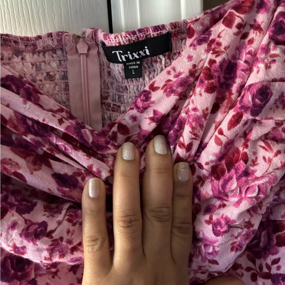 Trixxi Pink Floral Strapless Dress - Picture 1 of 6
